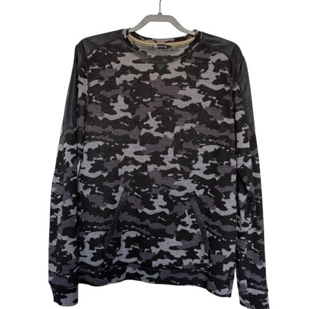 Smartwool Urban Upslope Crew Sweater Mens M Camo Black‎ Merino Wool Hiking Ski